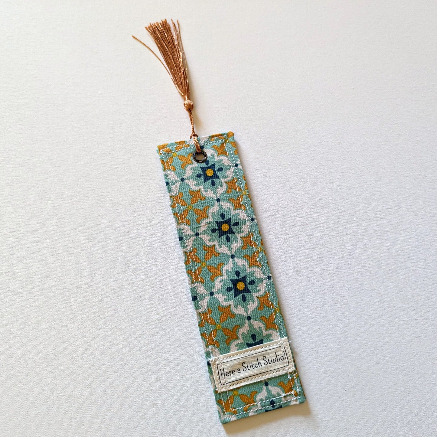 Green Blue Mosaic Tile Cotton Bookmark