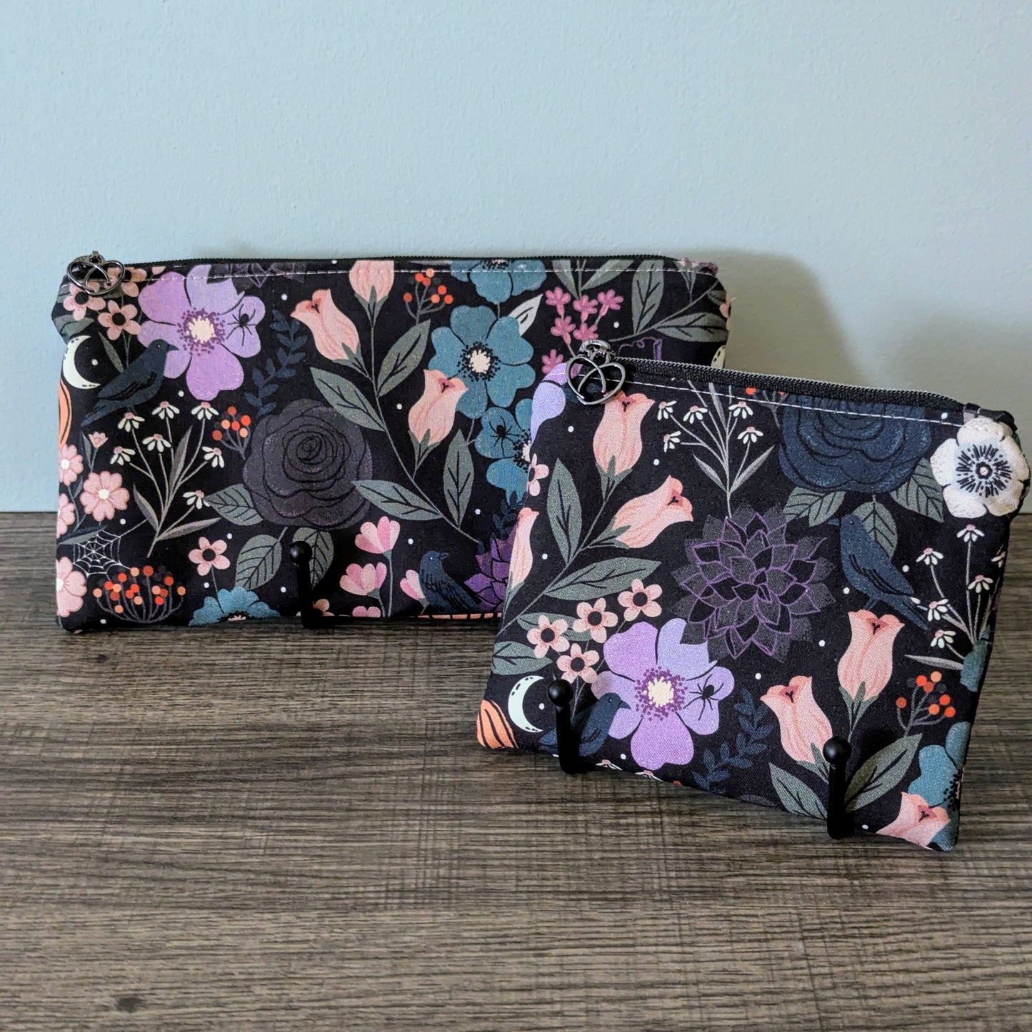 Gothic Floral Cotton Zipper Pouch