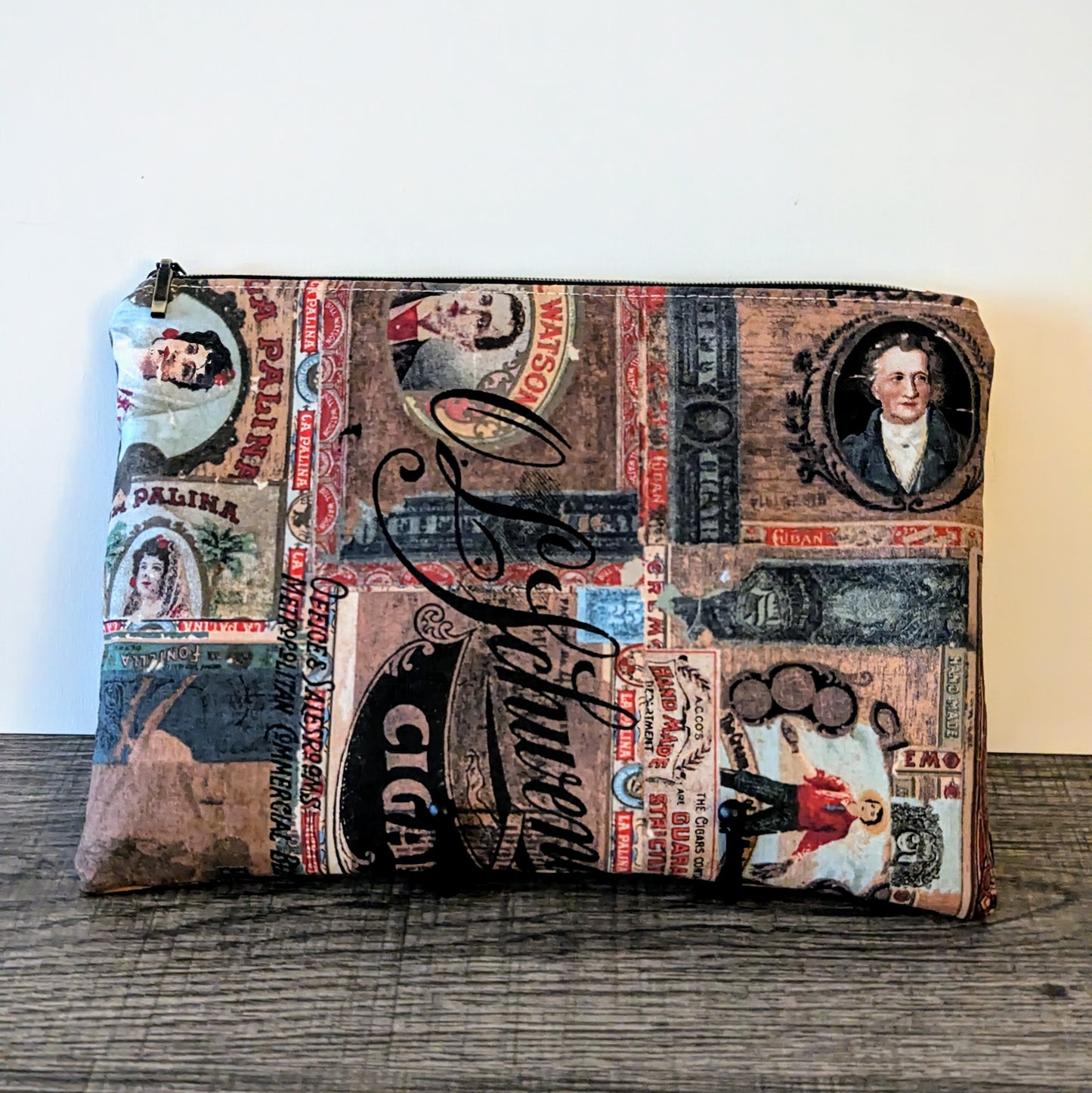 Distressed Vintage Style Cotton Zipper Pouch