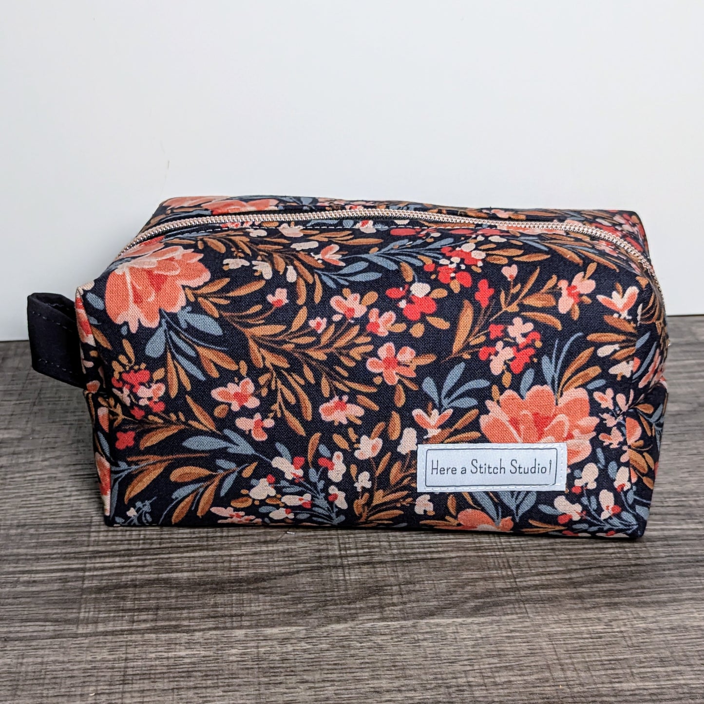 Floral Garden Navy Canvas Boxy Bag