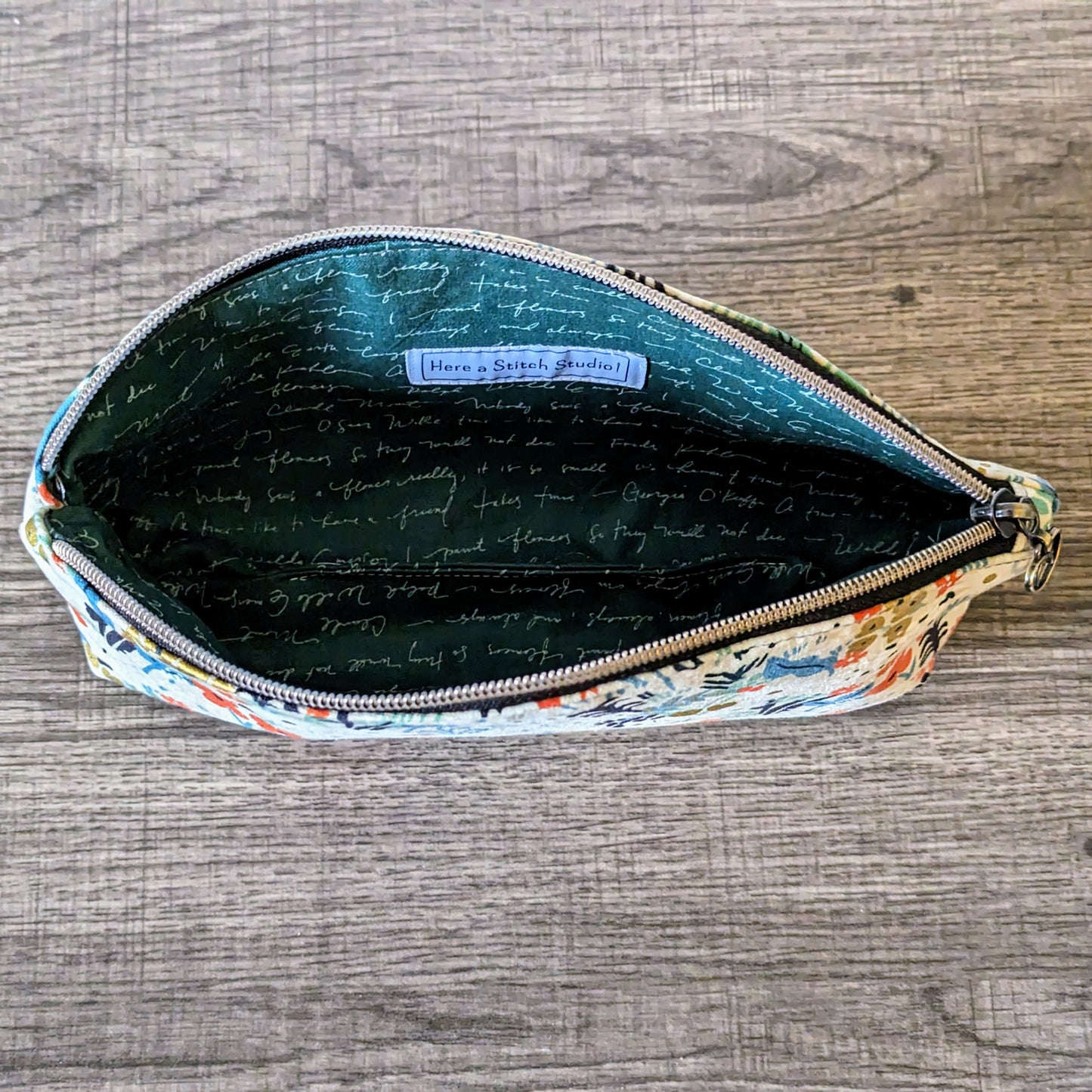 Meadow Floral Natural Canvas Makeup Bag