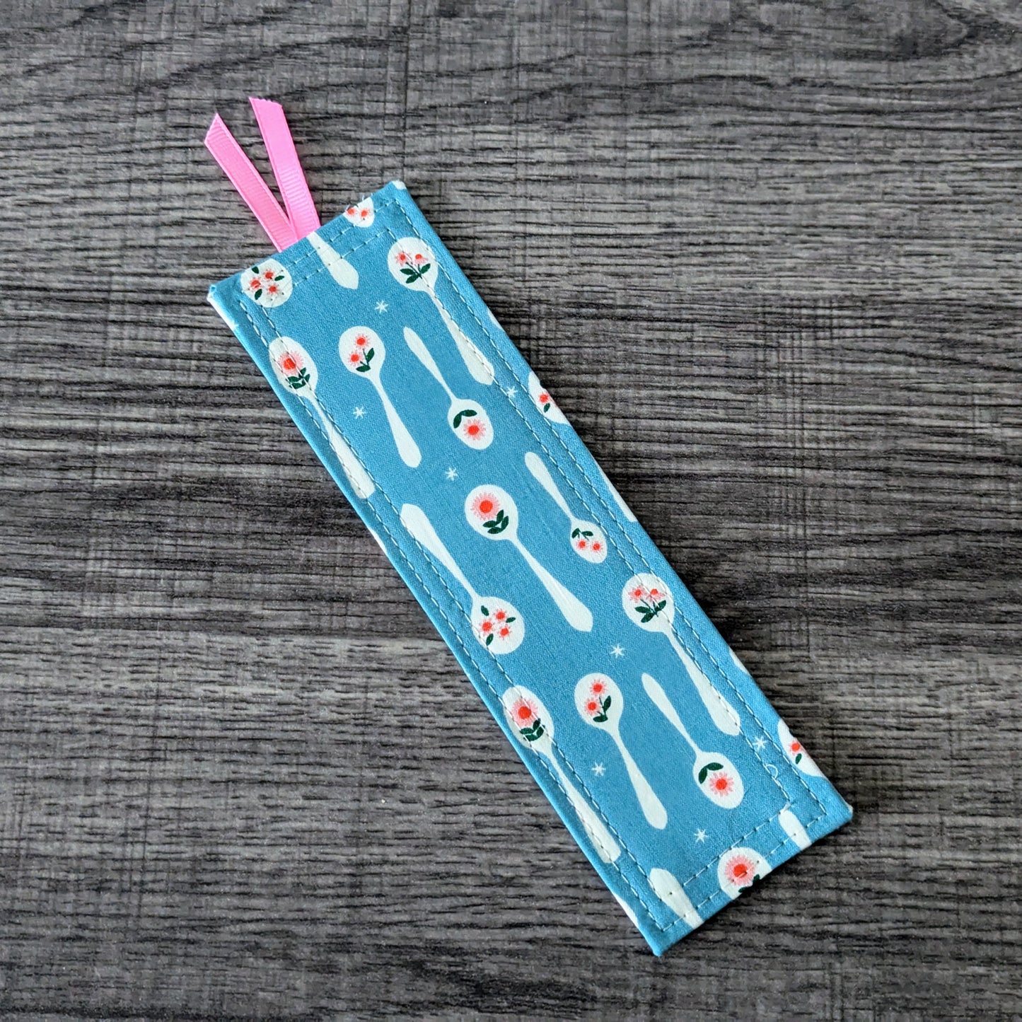 Turquoise Tea Spoon Cotton Bookmark