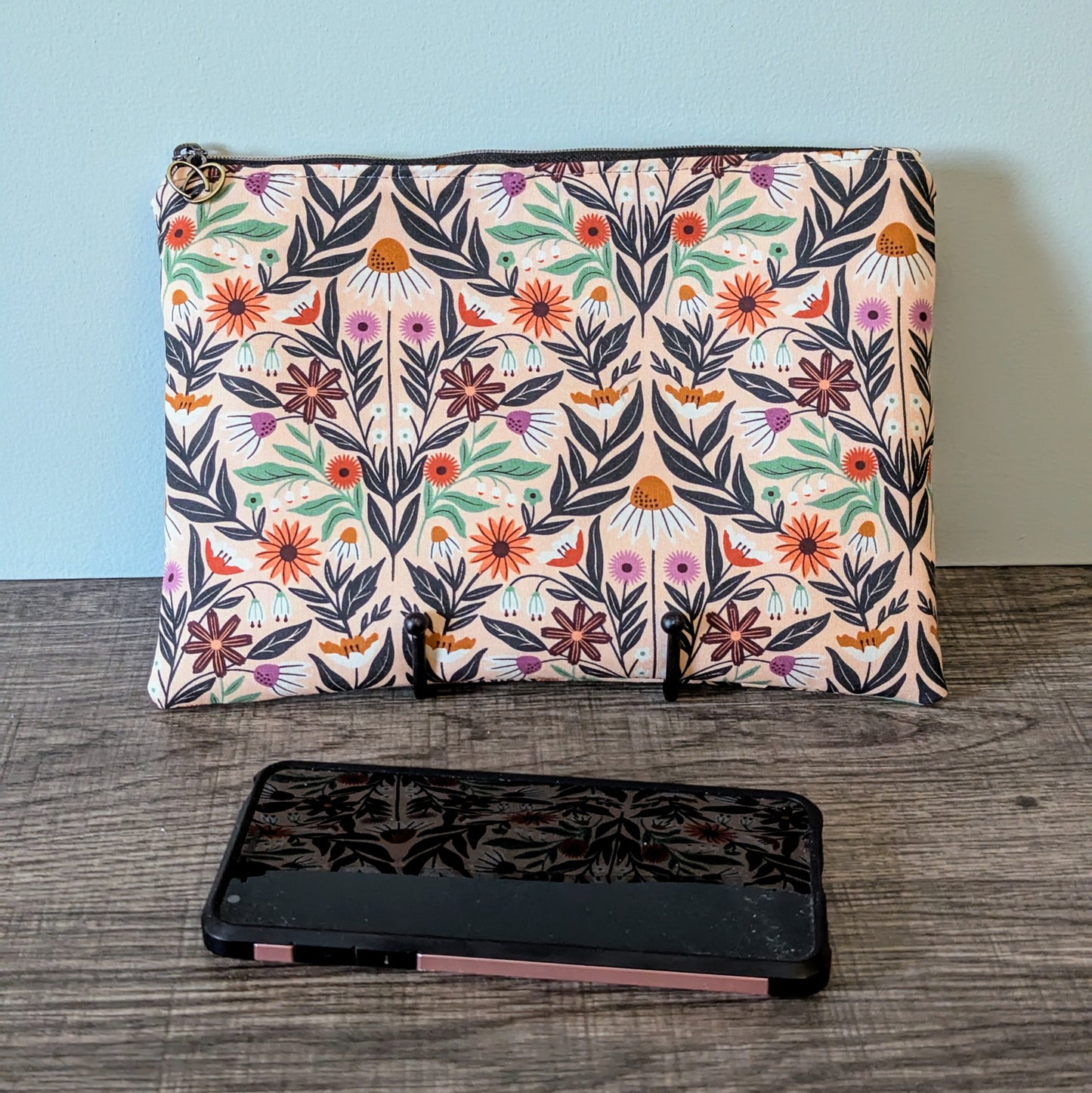 Modern Wildflower Cotton Zipper Pouch