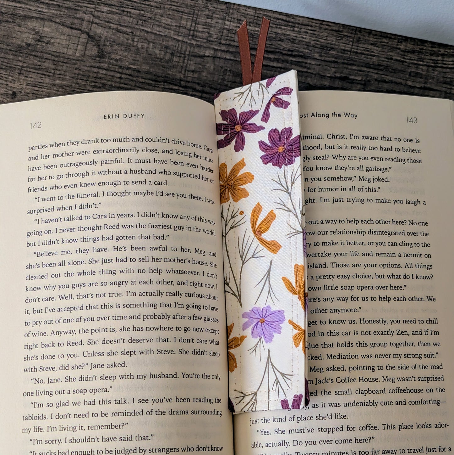 Purple Orange Floral Cotton Bookmark