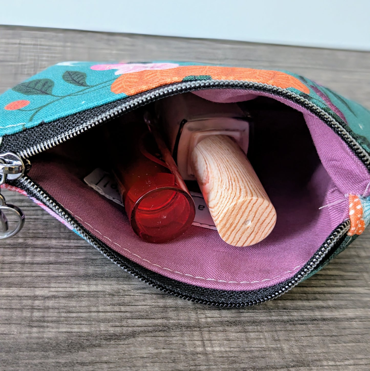 Turquoise Pumpkin Cotton Zipper Pouch
