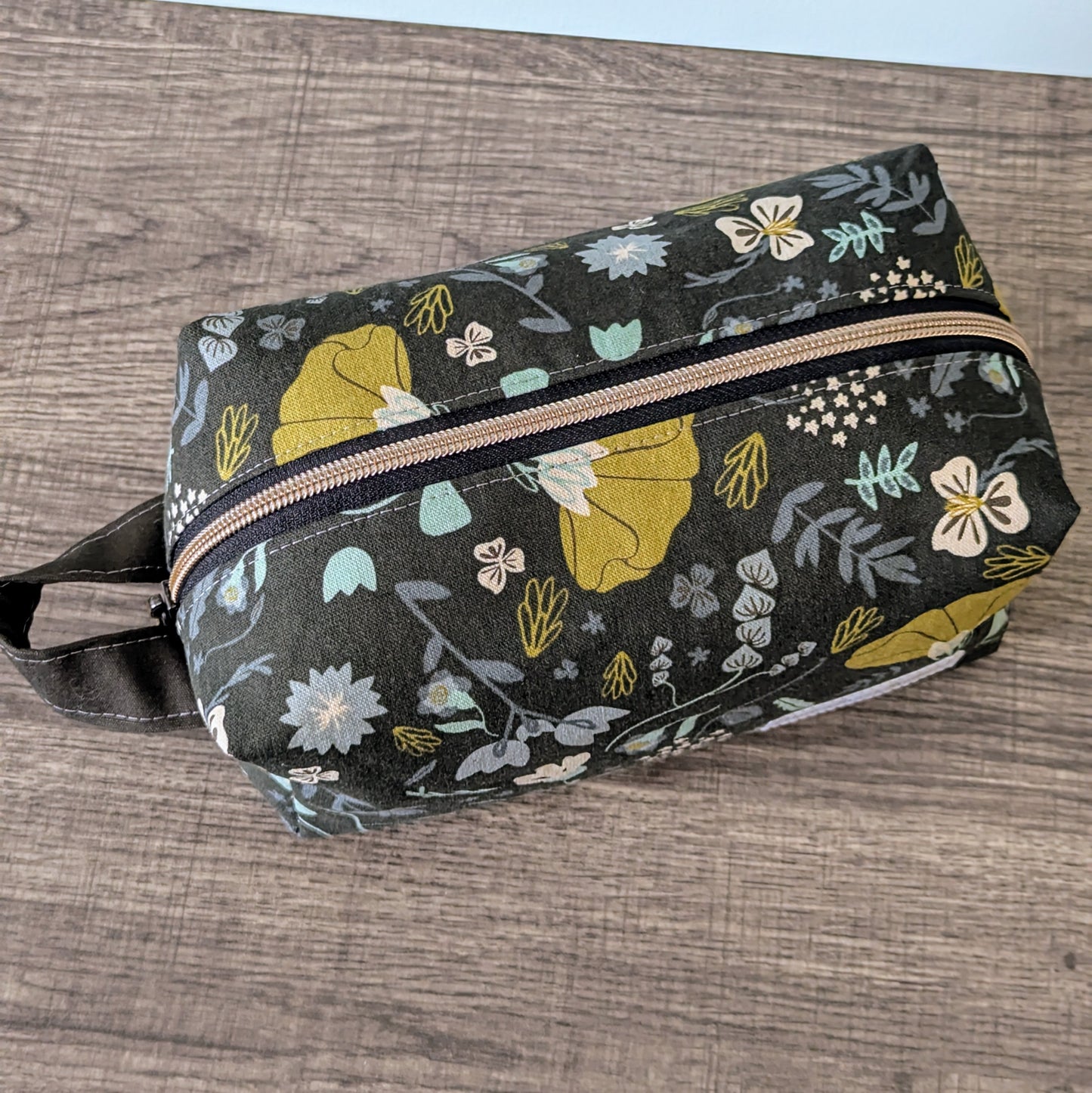 Dark Floral Canvas Boxy Bag