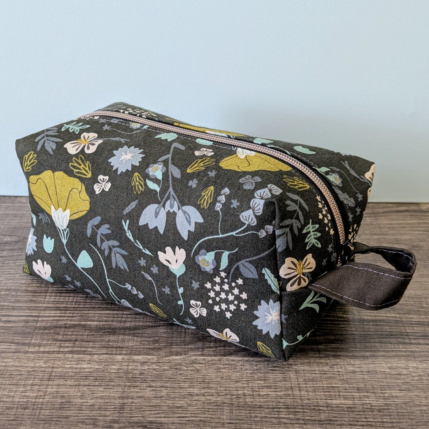 Dark Floral Canvas Boxy Bag