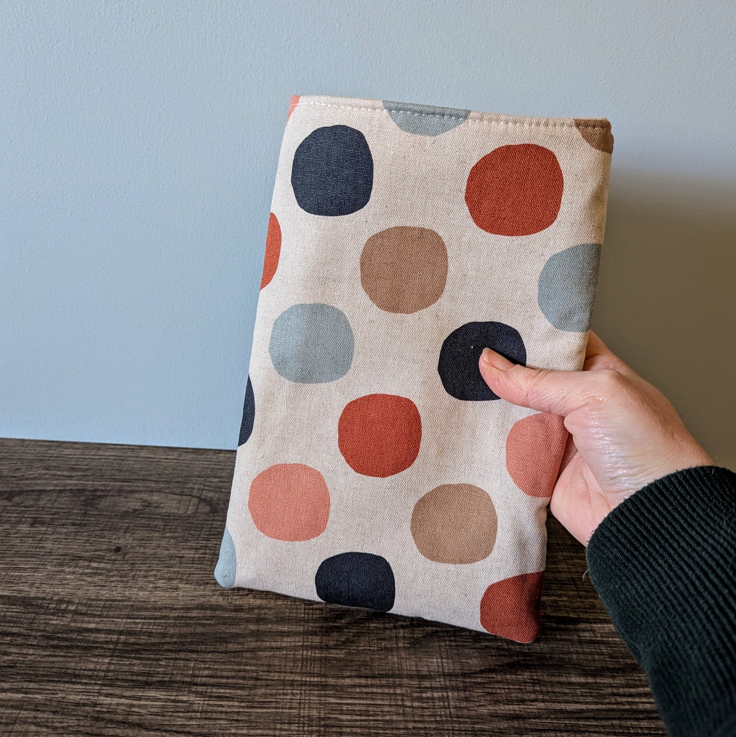 Polka Dot Linen Canvas Book Sleeve