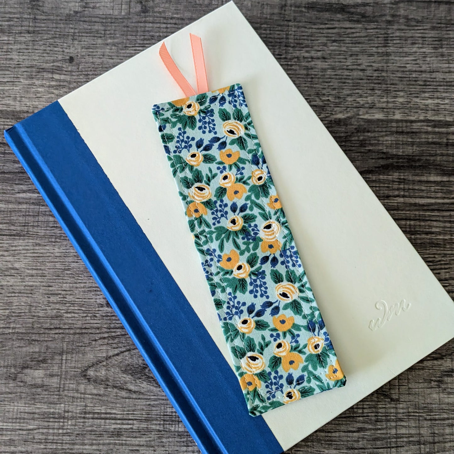 Mint Rosa Floral Cotton Bookmark