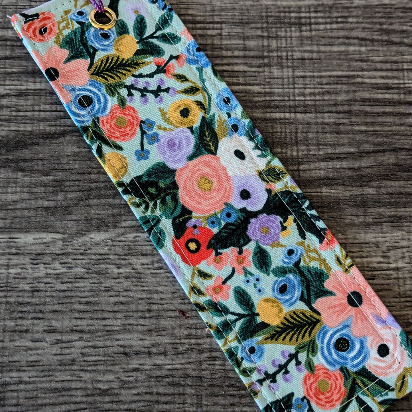 Mint Green Floral Cotton Bookmark