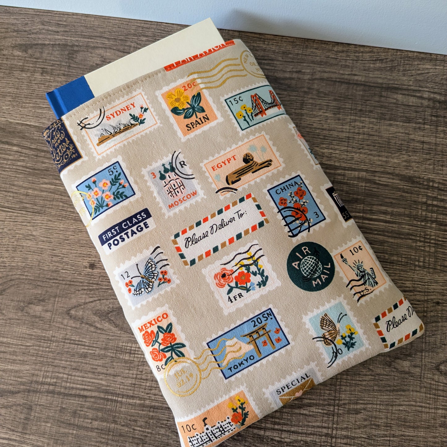 Postage Stamp Canvas Book Sleeve