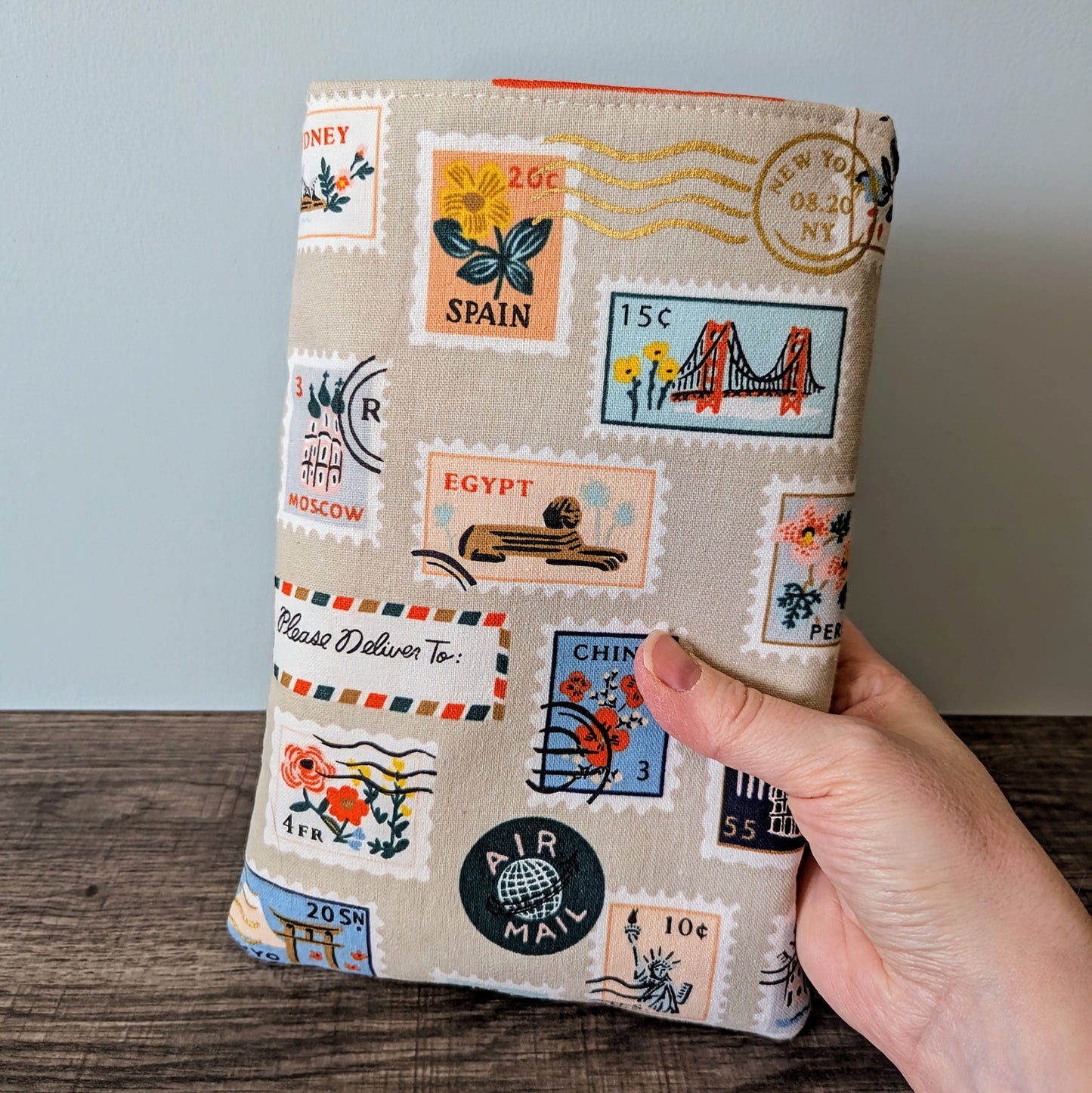 Postage Stamp Canvas Book Sleeve