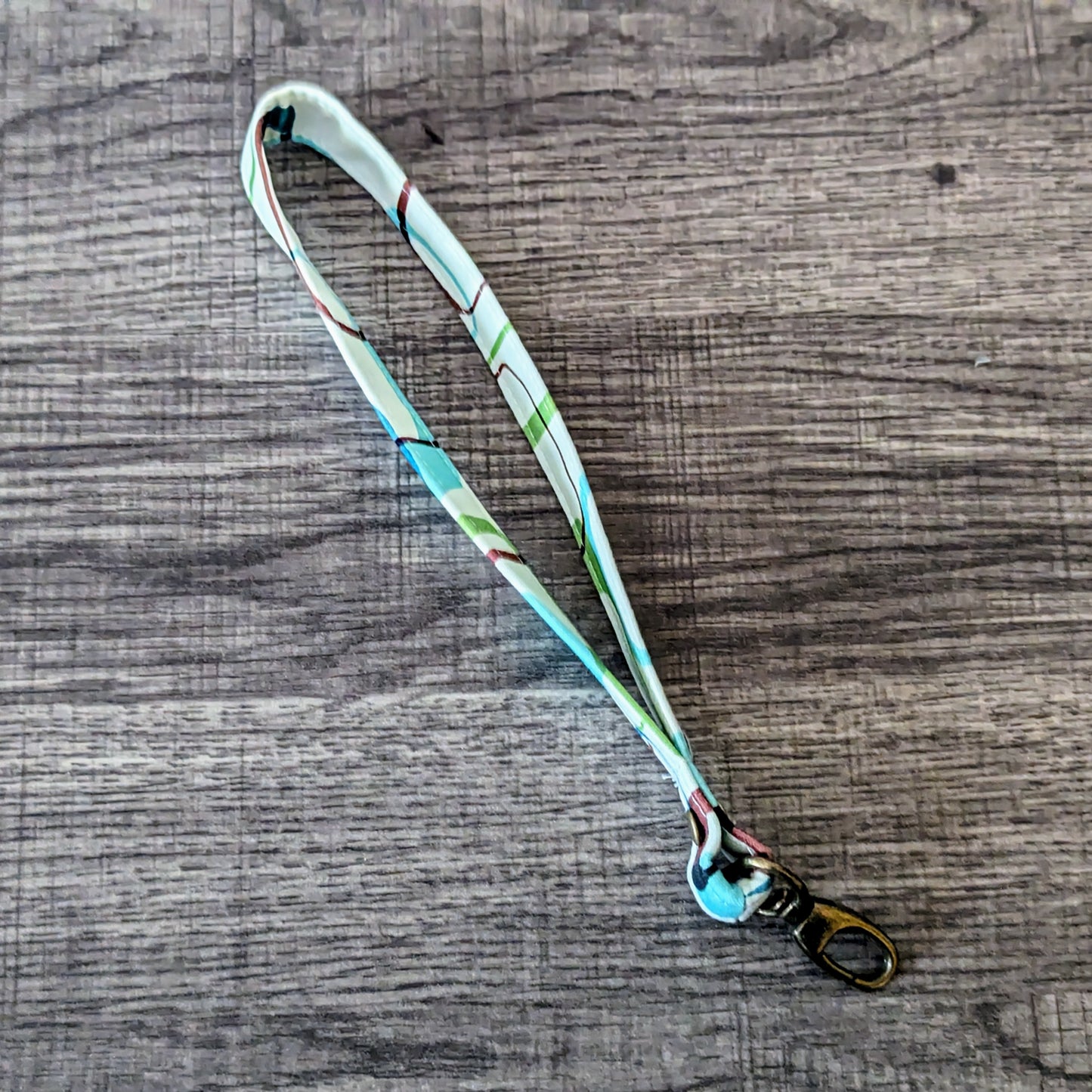 Retro Mod Print Cotton Wrist Lanyard