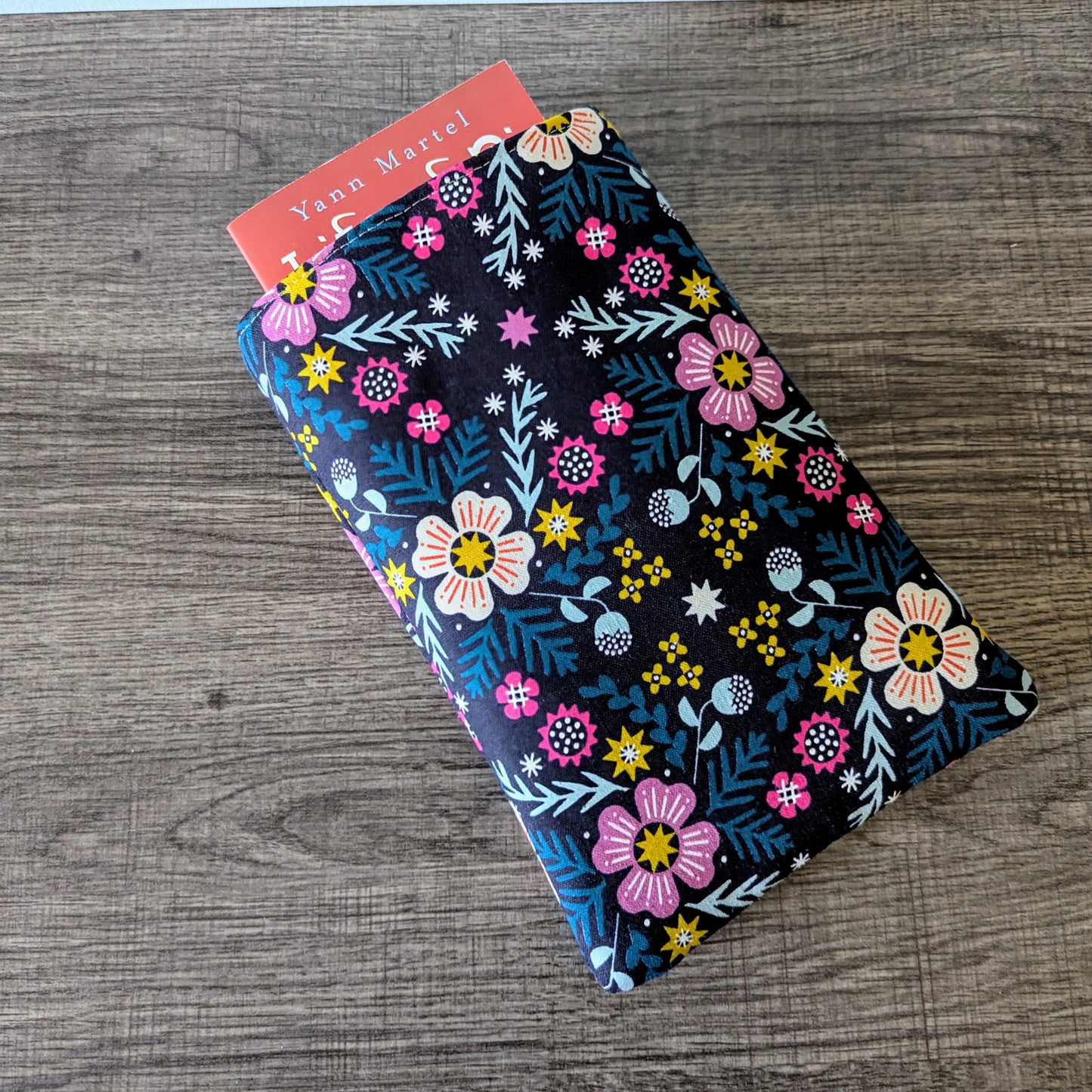 Bright Floral Eggplant Canvas Book Sleeve