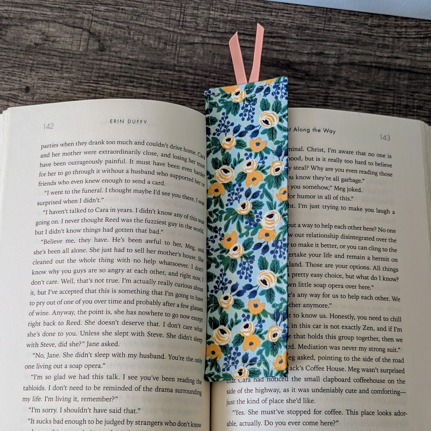 Mint Rosa Floral Cotton Bookmark