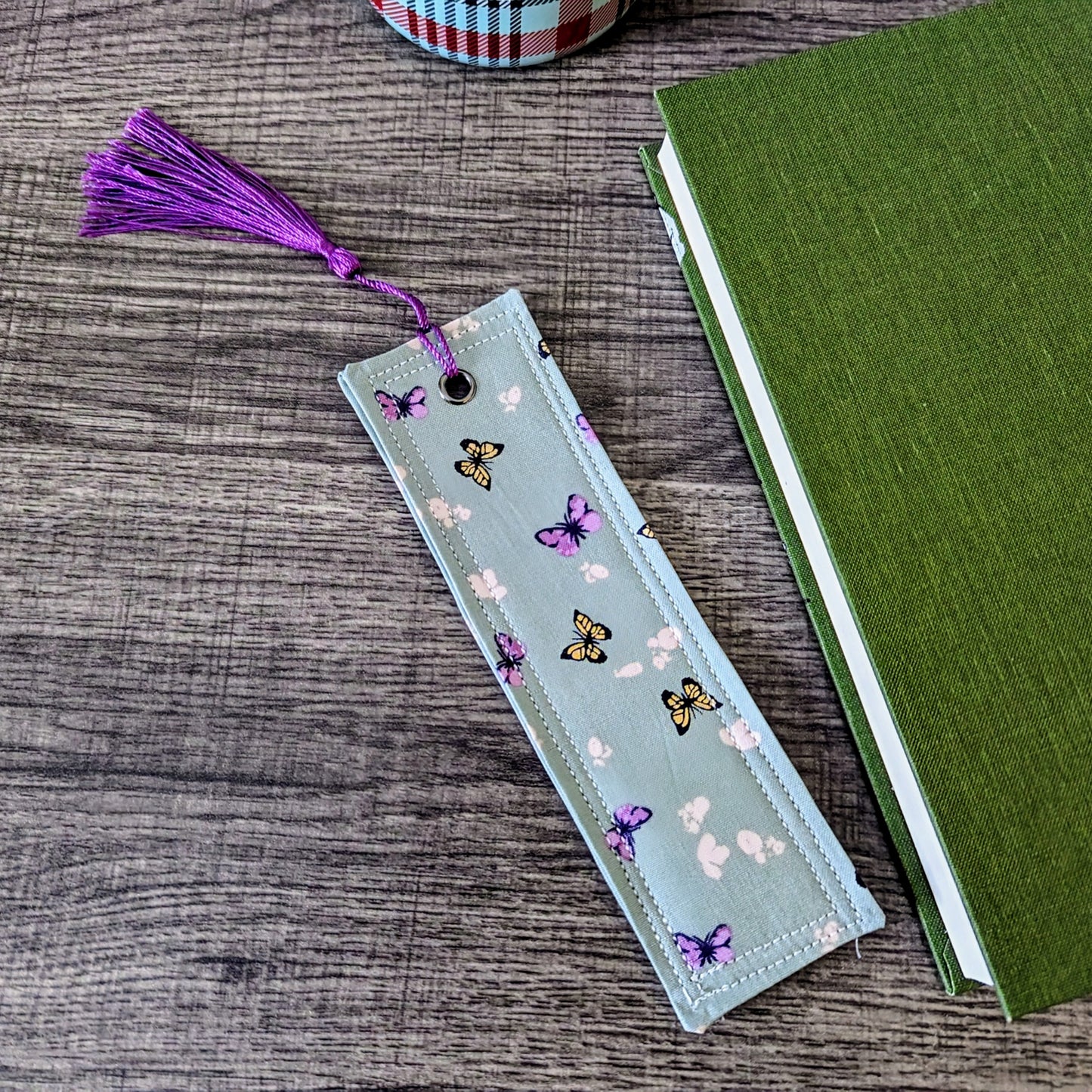Sage Butterfly Cotton Bookmark