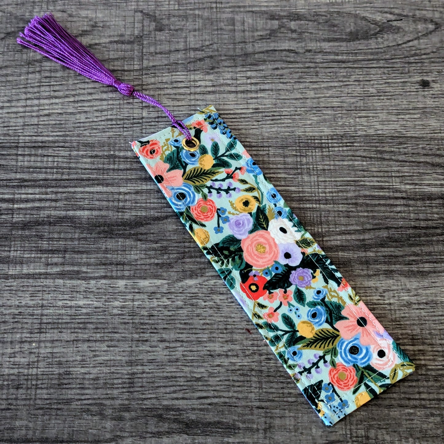 Mint Green Floral Cotton Bookmark