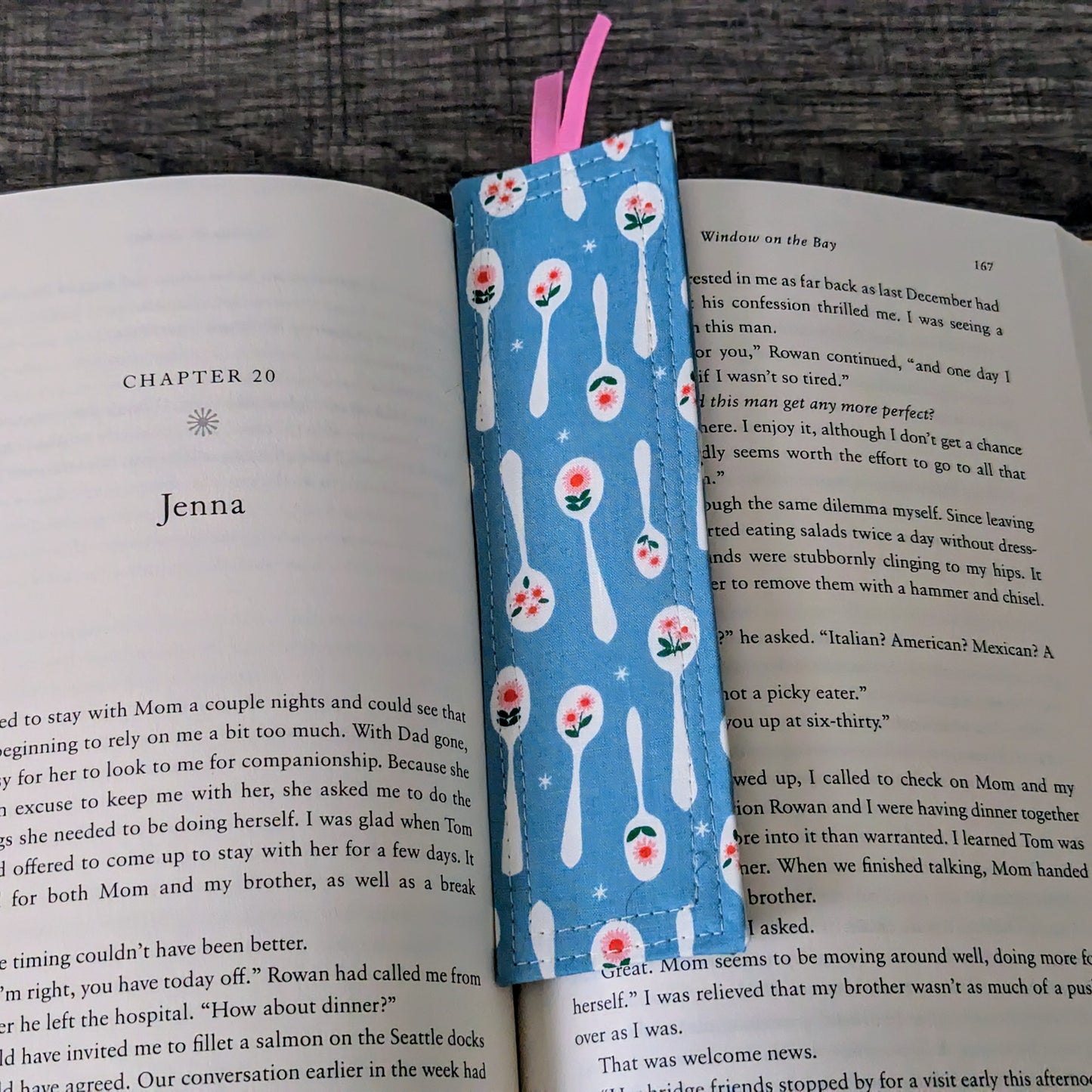 Turquoise Tea Spoon Cotton Bookmark