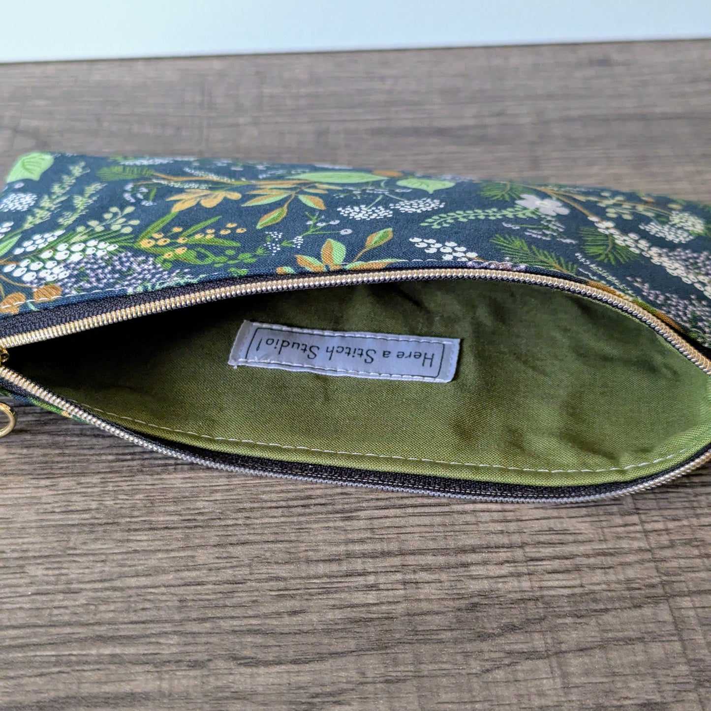 Juniper Green Cotton Zipper Pouch