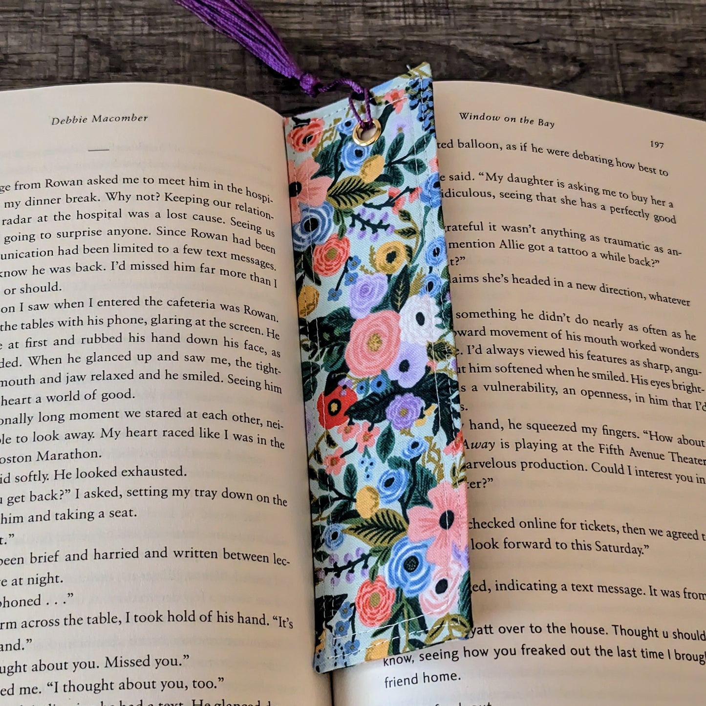 Mint Green Floral Cotton Bookmark