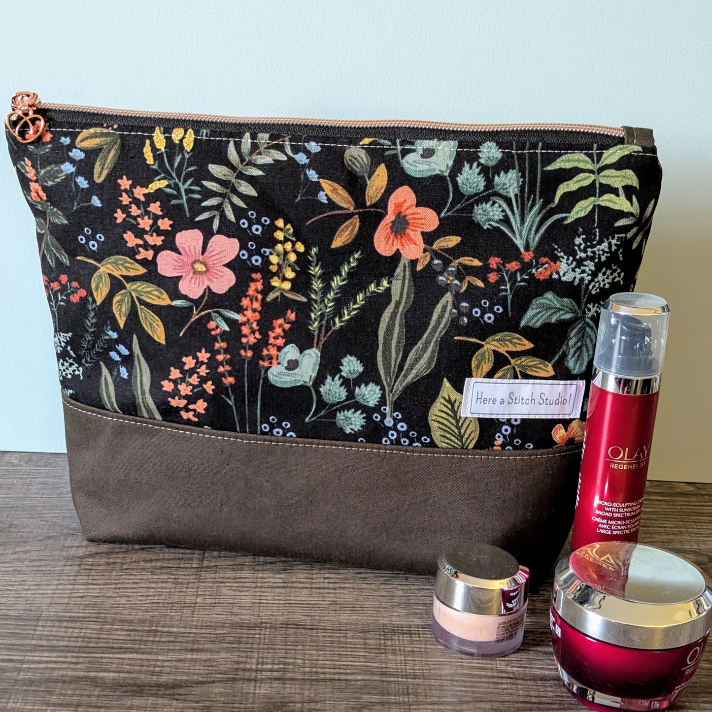 Large Herb Floral Canvas Zipper Bag