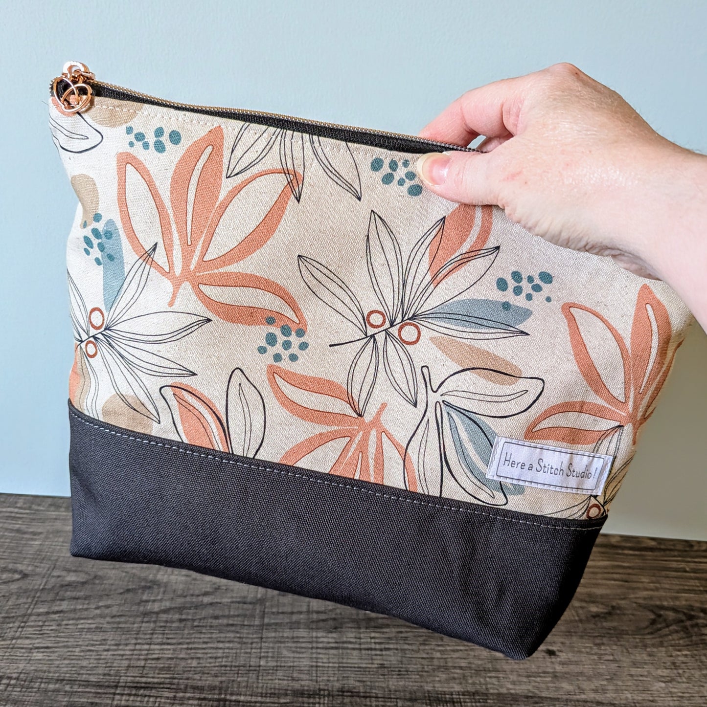 Large Palm Leaf Canvas Zipper Bag