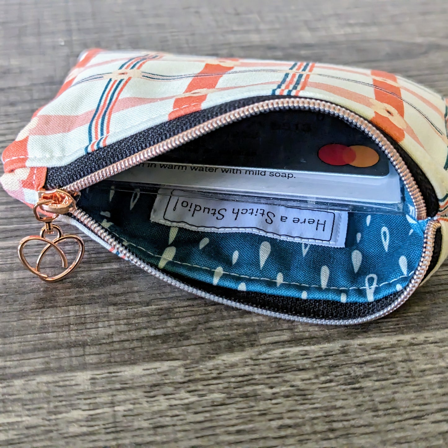 Plaid Floral Cotton Zipper Pouch