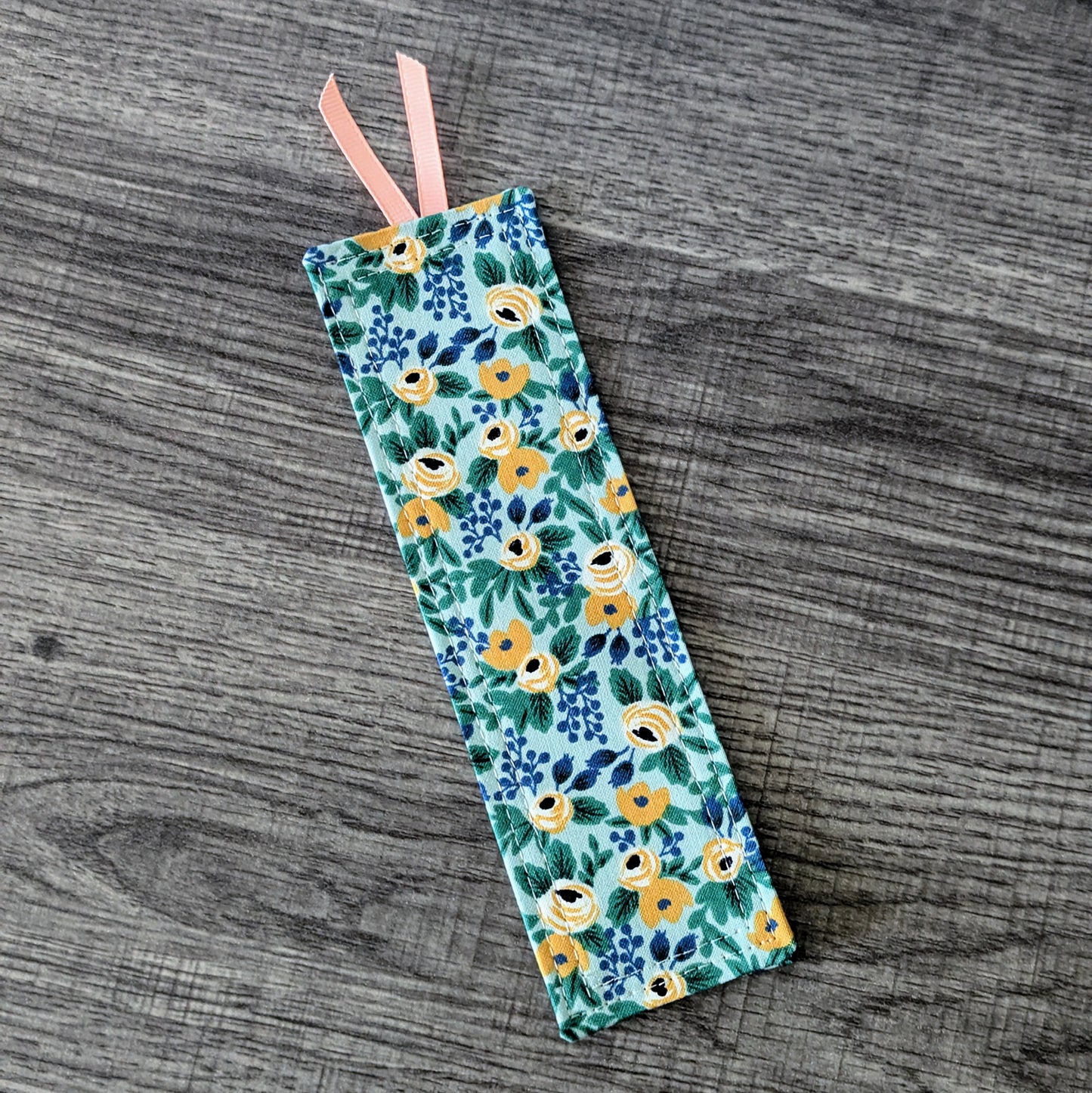 Mint Rosa Floral Cotton Bookmark