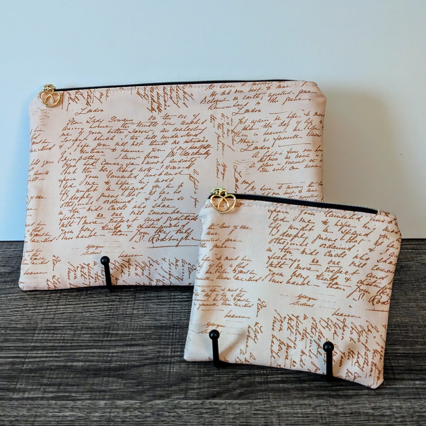 Pink Handwriting Cotton Zipper Pouch