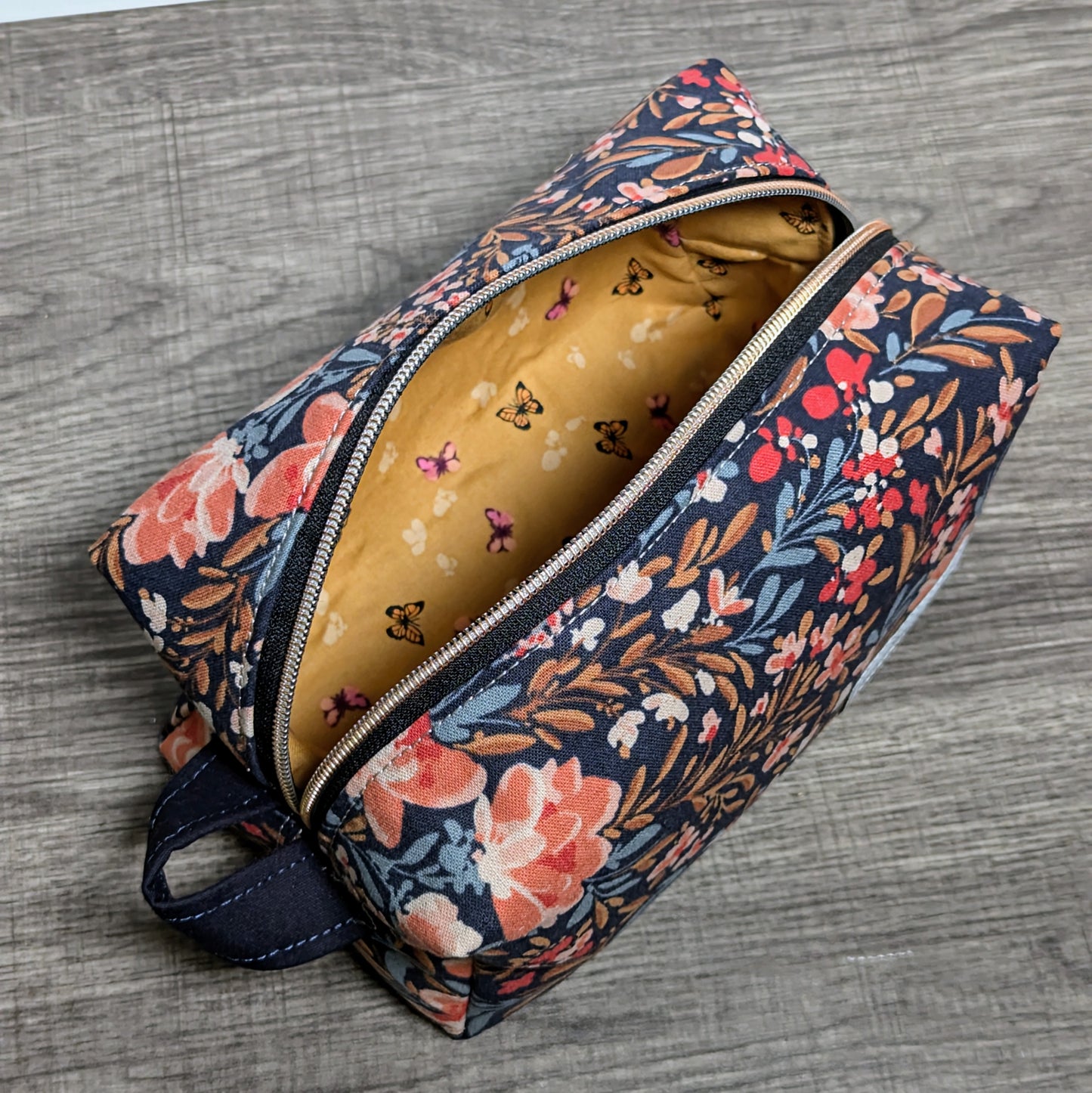 Floral Garden Navy Canvas Boxy Bag