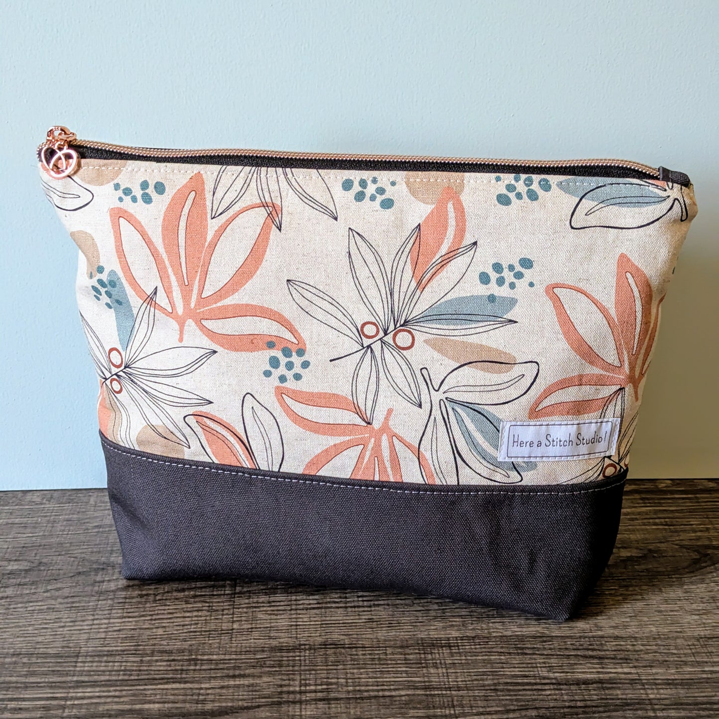 Large Palm Leaf Canvas Zipper Bag