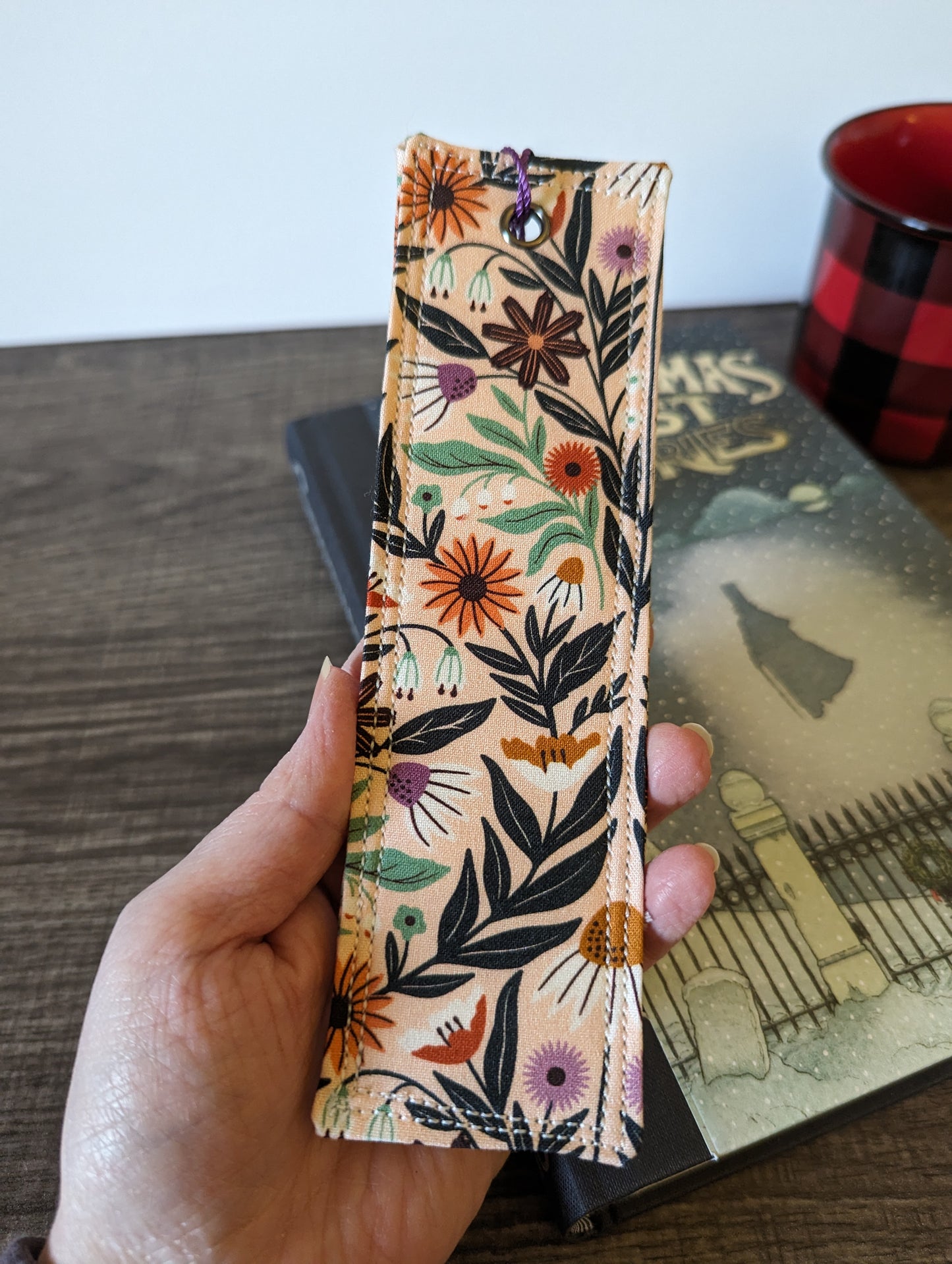 Pink Modern Floral Cotton Bookmark