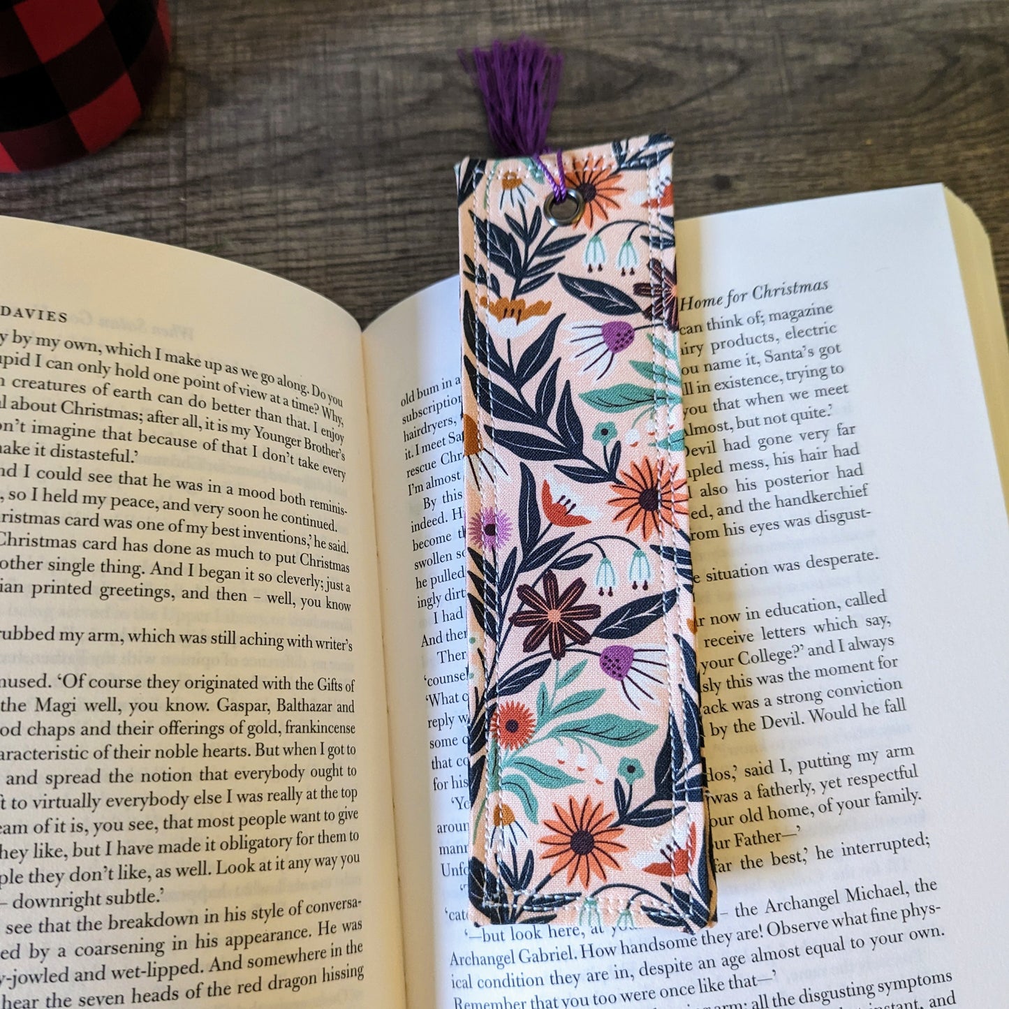Pink Modern Floral Cotton Bookmark