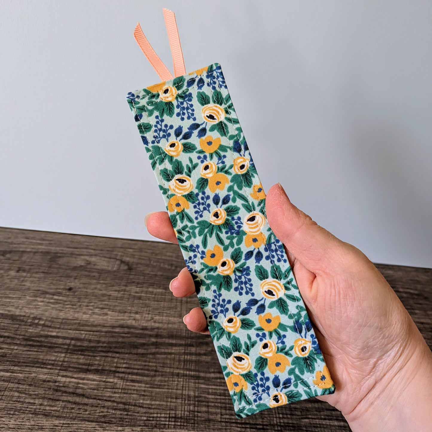 Mint Rosa Floral Cotton Bookmark