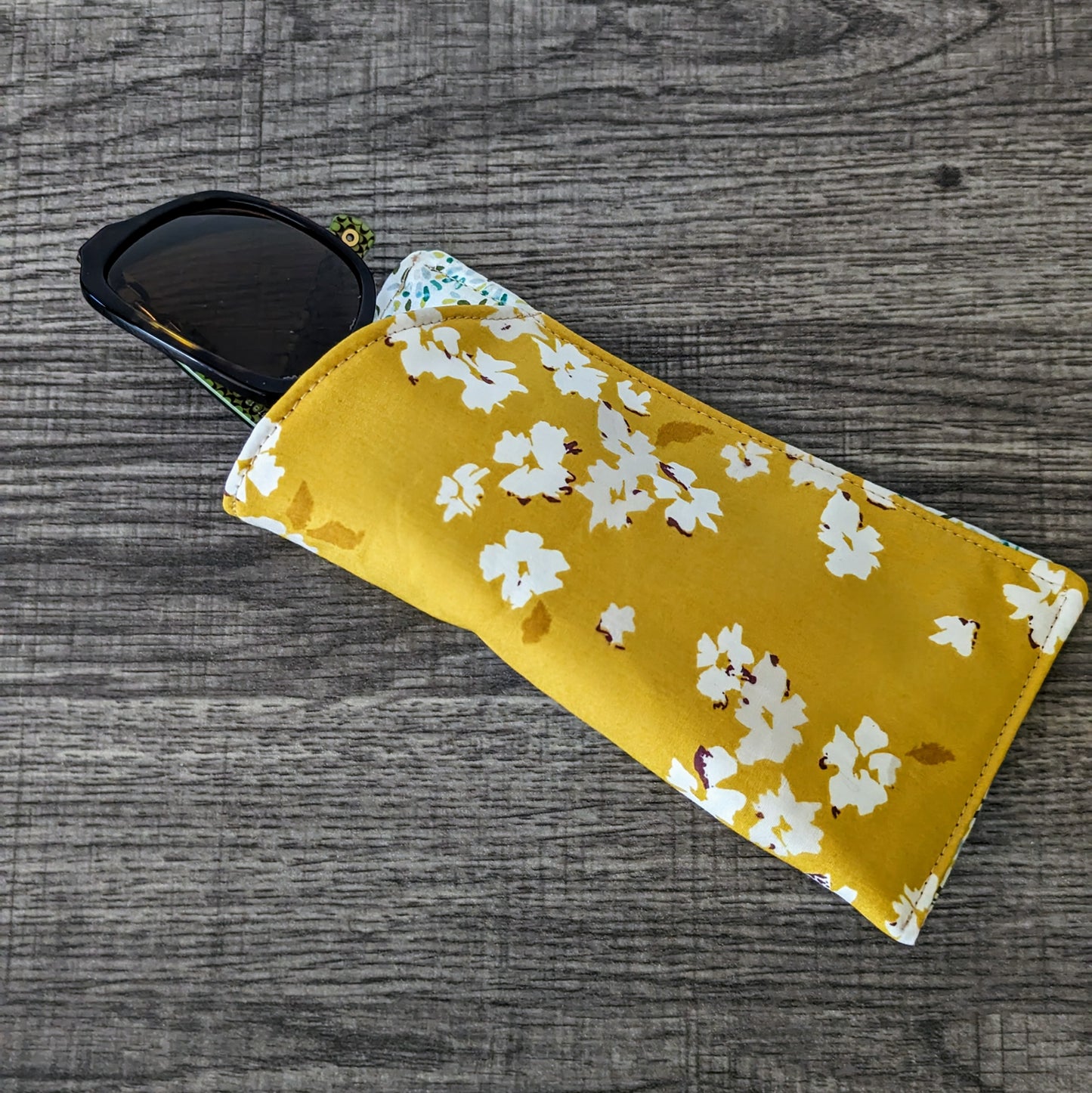 Yellow Floral Eyeglass Pouch