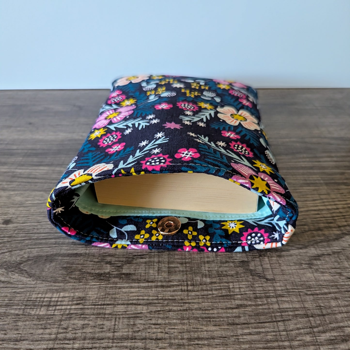 Bright Floral Eggplant Canvas Book Sleeve