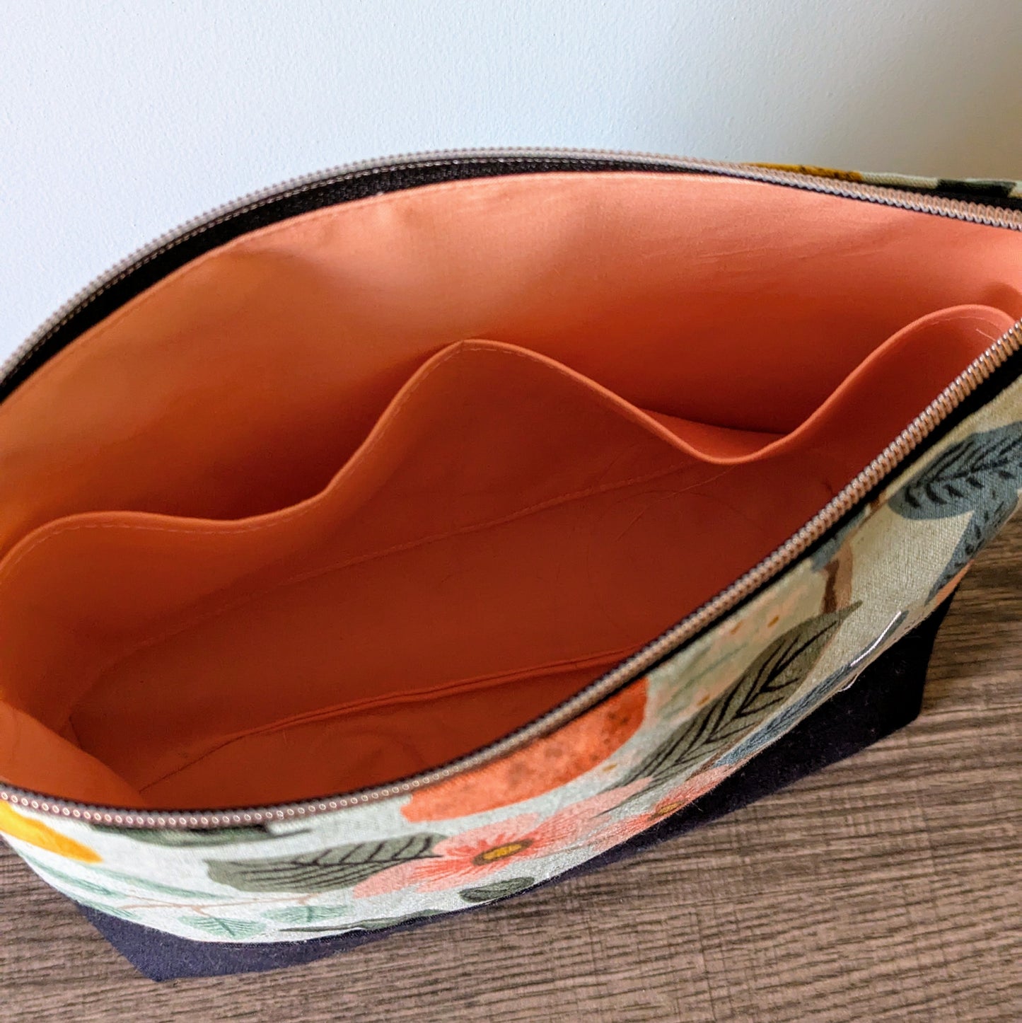 Large Citrus Floral Mint Canvas Zipper Bag