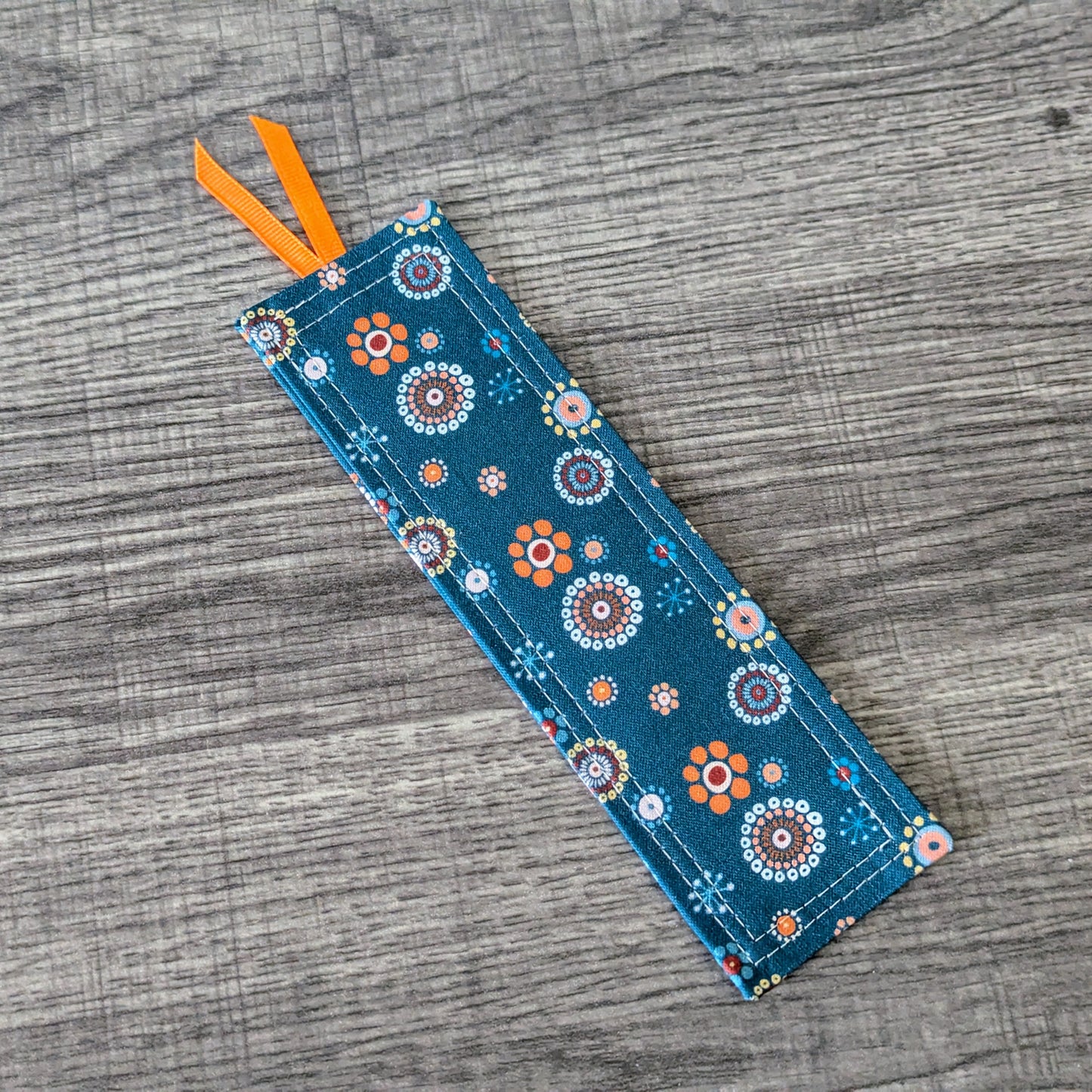 Teal Modern Floral Cotton Bookmark