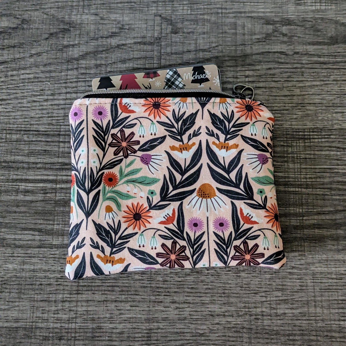 Modern Wildflower Cotton Zipper Pouch