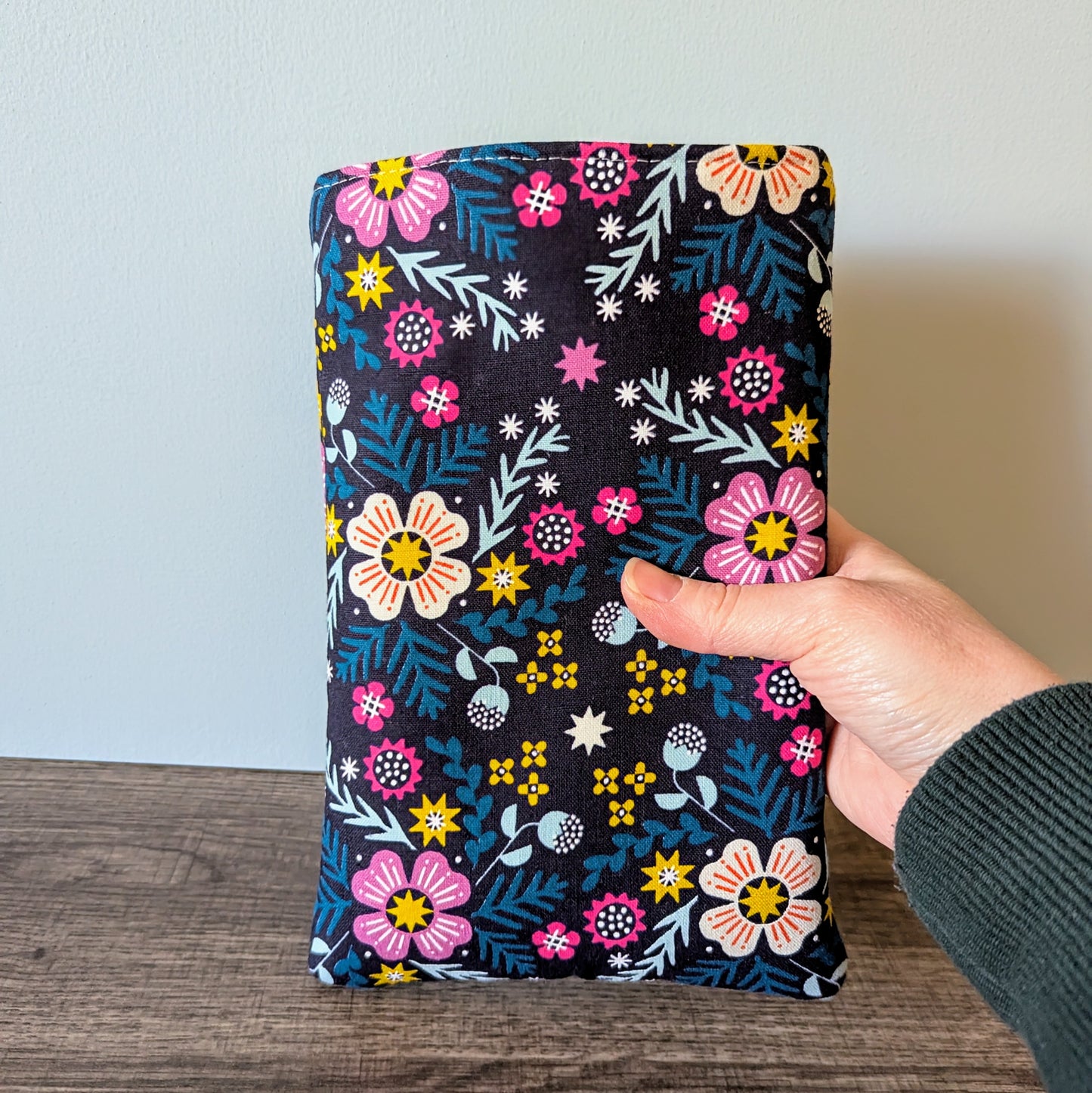 Bright Floral Eggplant Canvas Book Sleeve