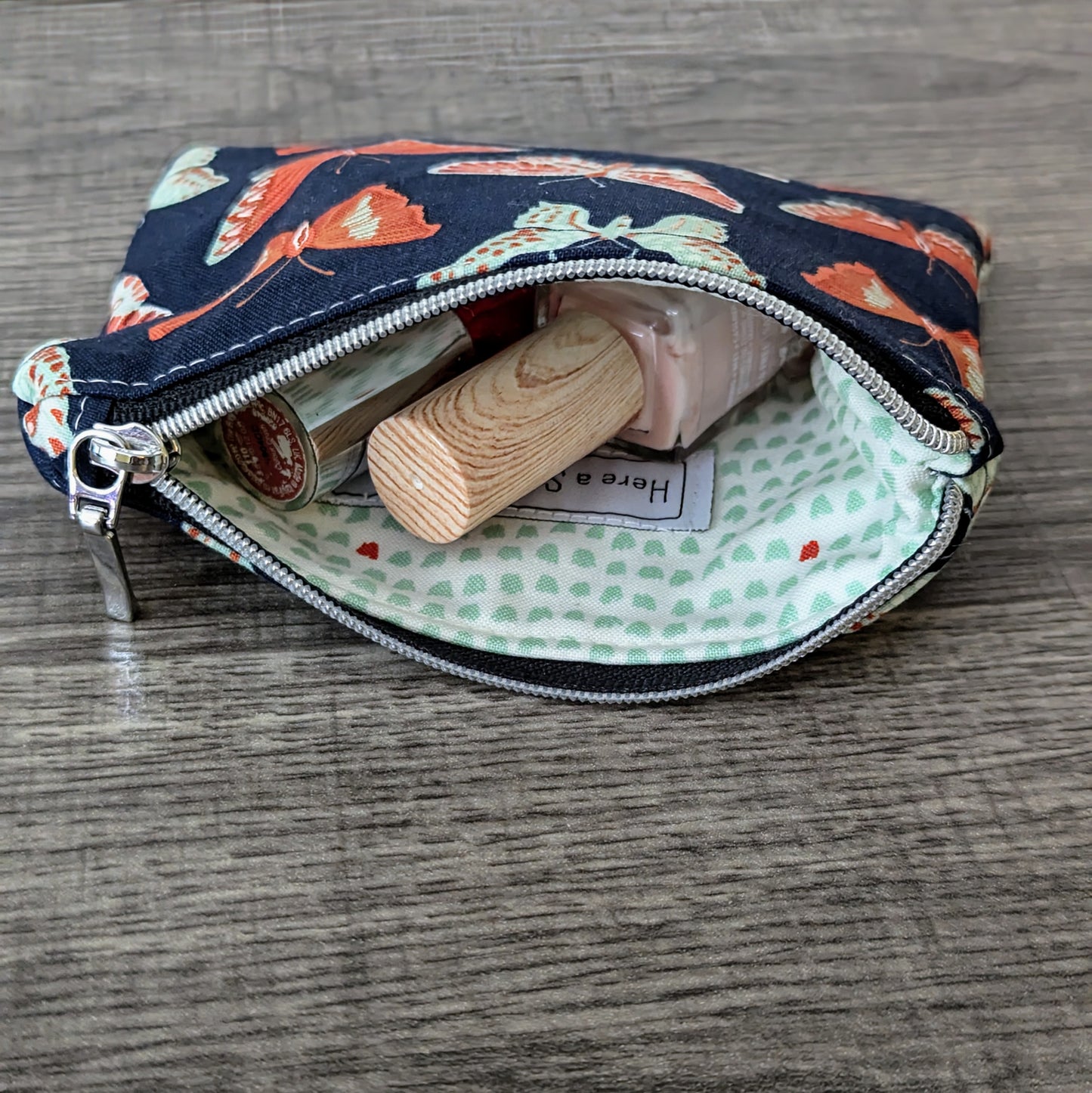 Butterfly Cotton Zipper Pouch