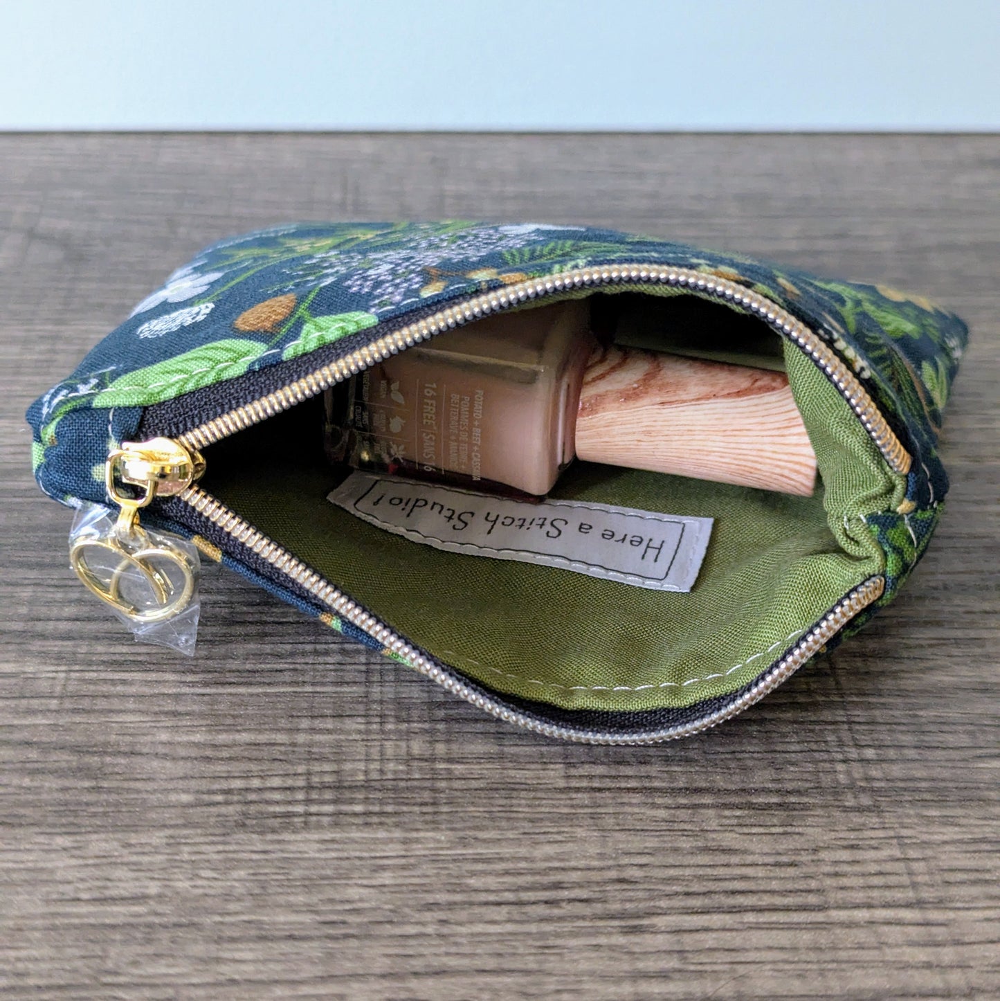 Juniper Green Cotton Zipper Pouch