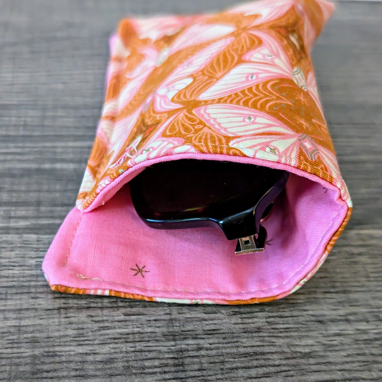 Pink Butterfly Eyeglass Pouch