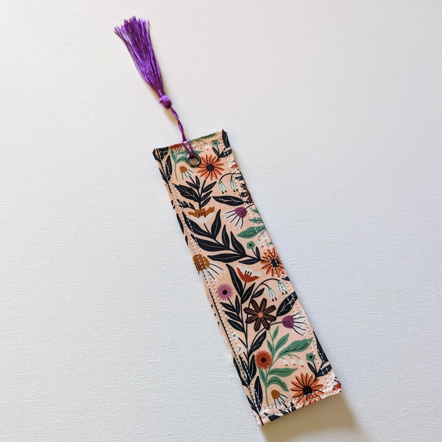 Pink Modern Floral Cotton Bookmark