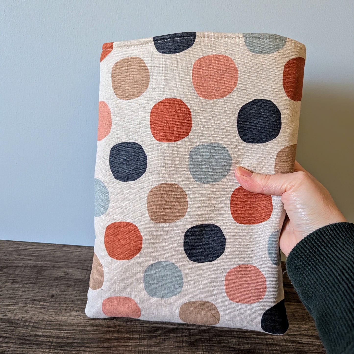 Polka Dot Linen Canvas Book Sleeve