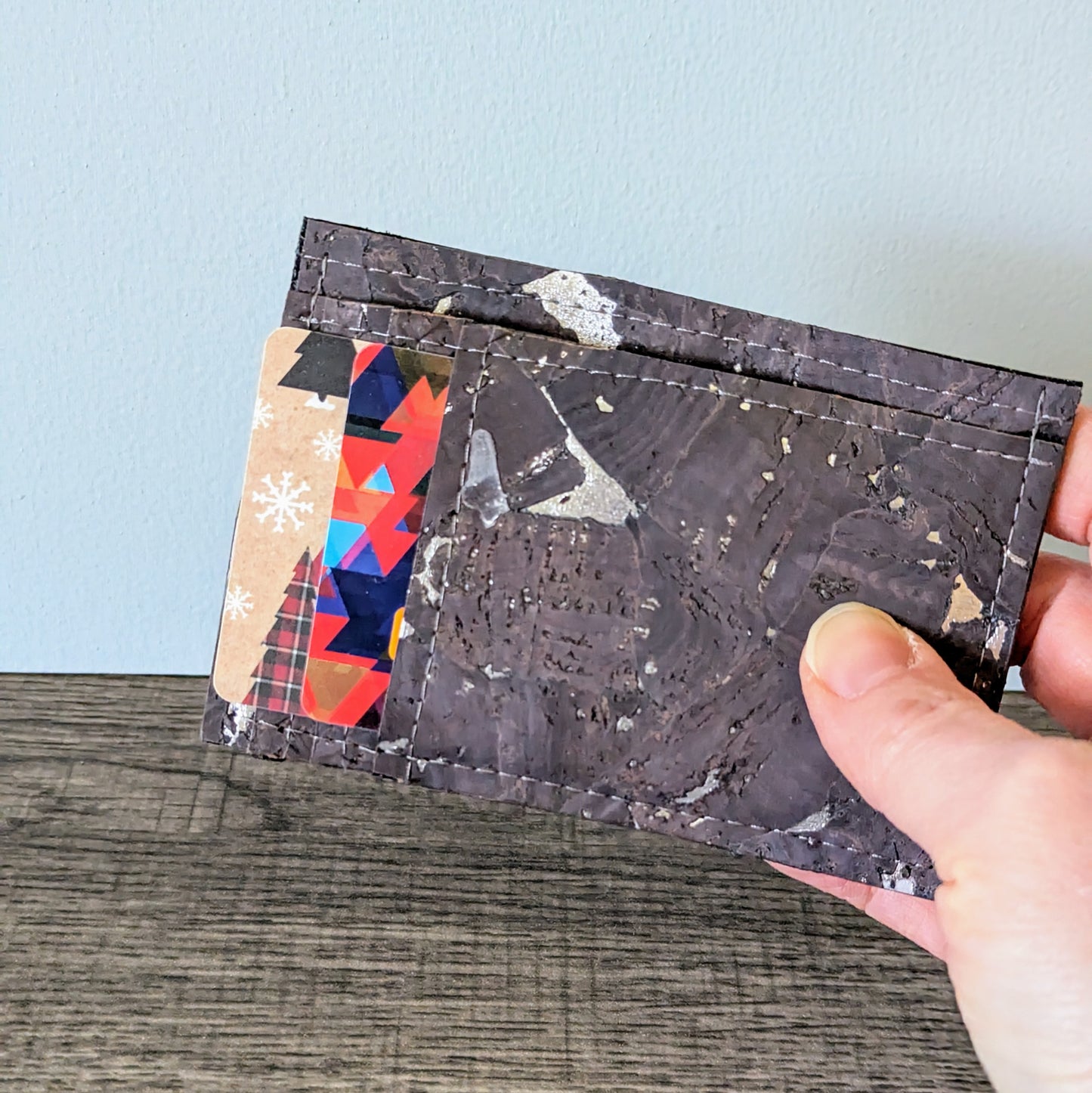 Gilded Charcoal Cork Card Wallet