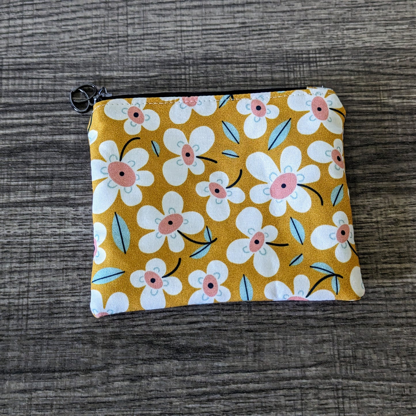 Yellow Daisy Cotton Zipper Pouch