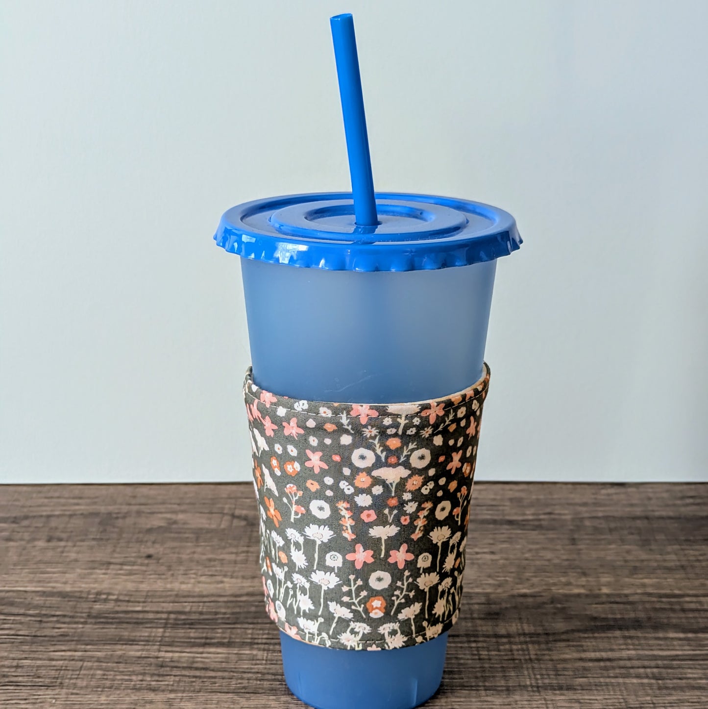 Grey Floral Cup Cozy