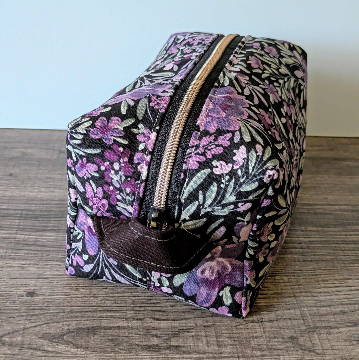 Purple Floral Canvas Boxy Bag