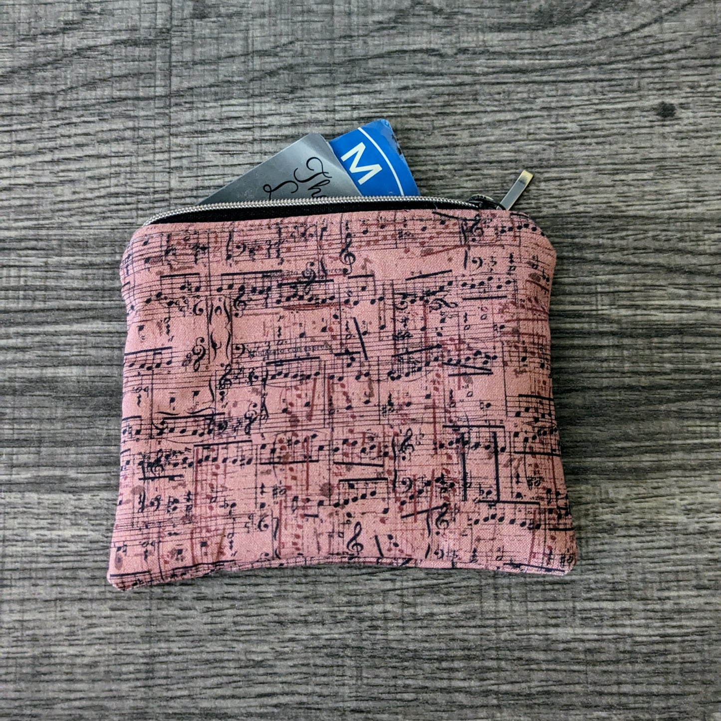 Red Sheet Music Cotton Zipper Pouch
